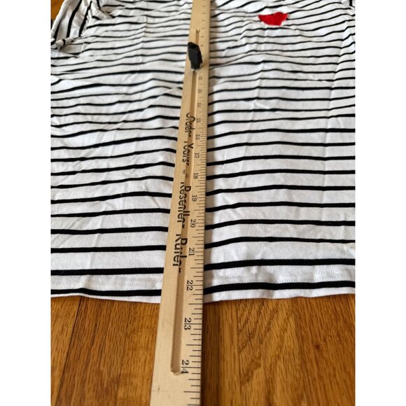 Striped Shein Curve Womens T-Shirt With Red Heart Patch White & Black 2XL - Picture 9 of 10